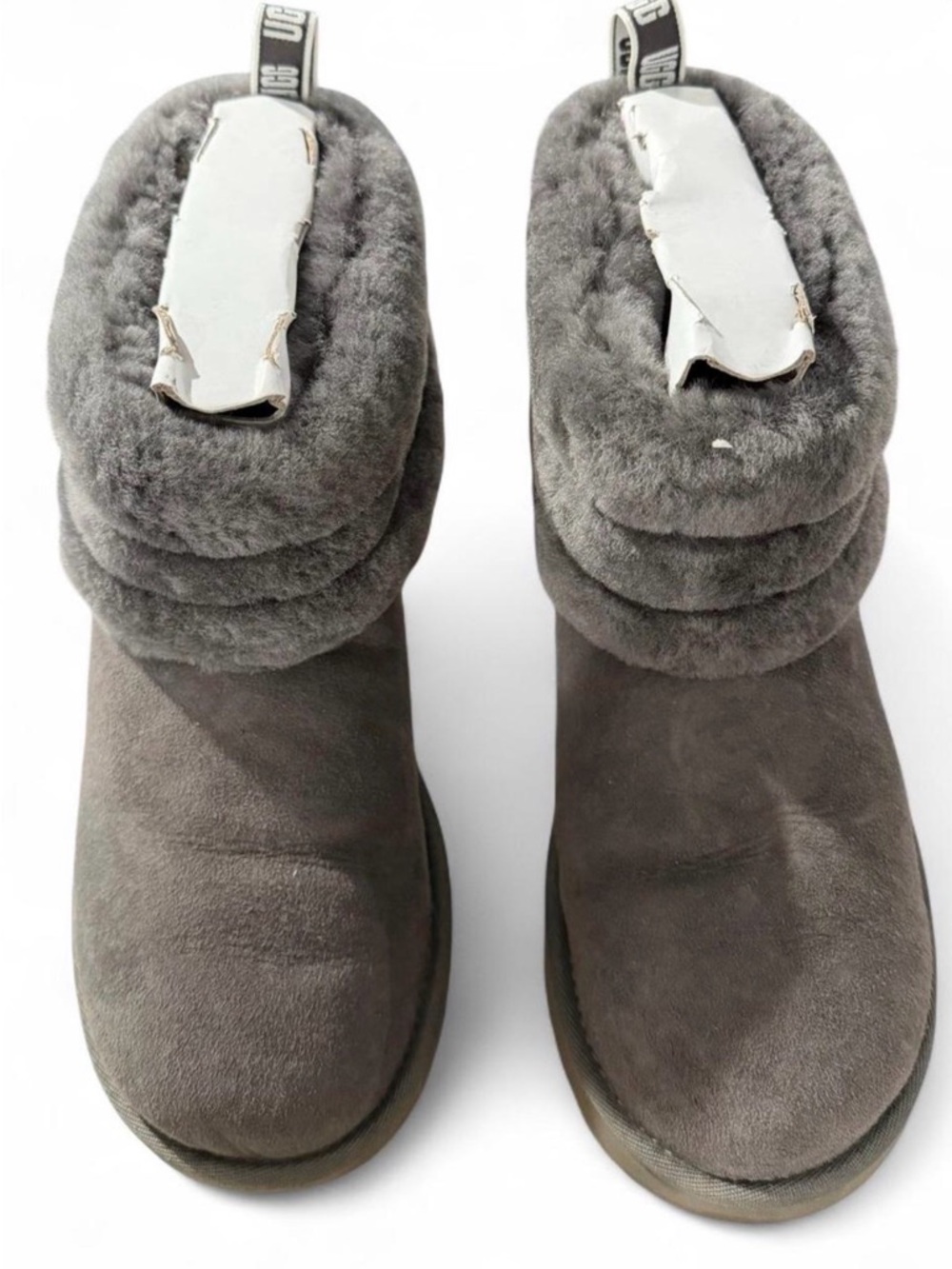 UGG Women's Gray Suede Ankle Boots with Plush Shearling Cuff
